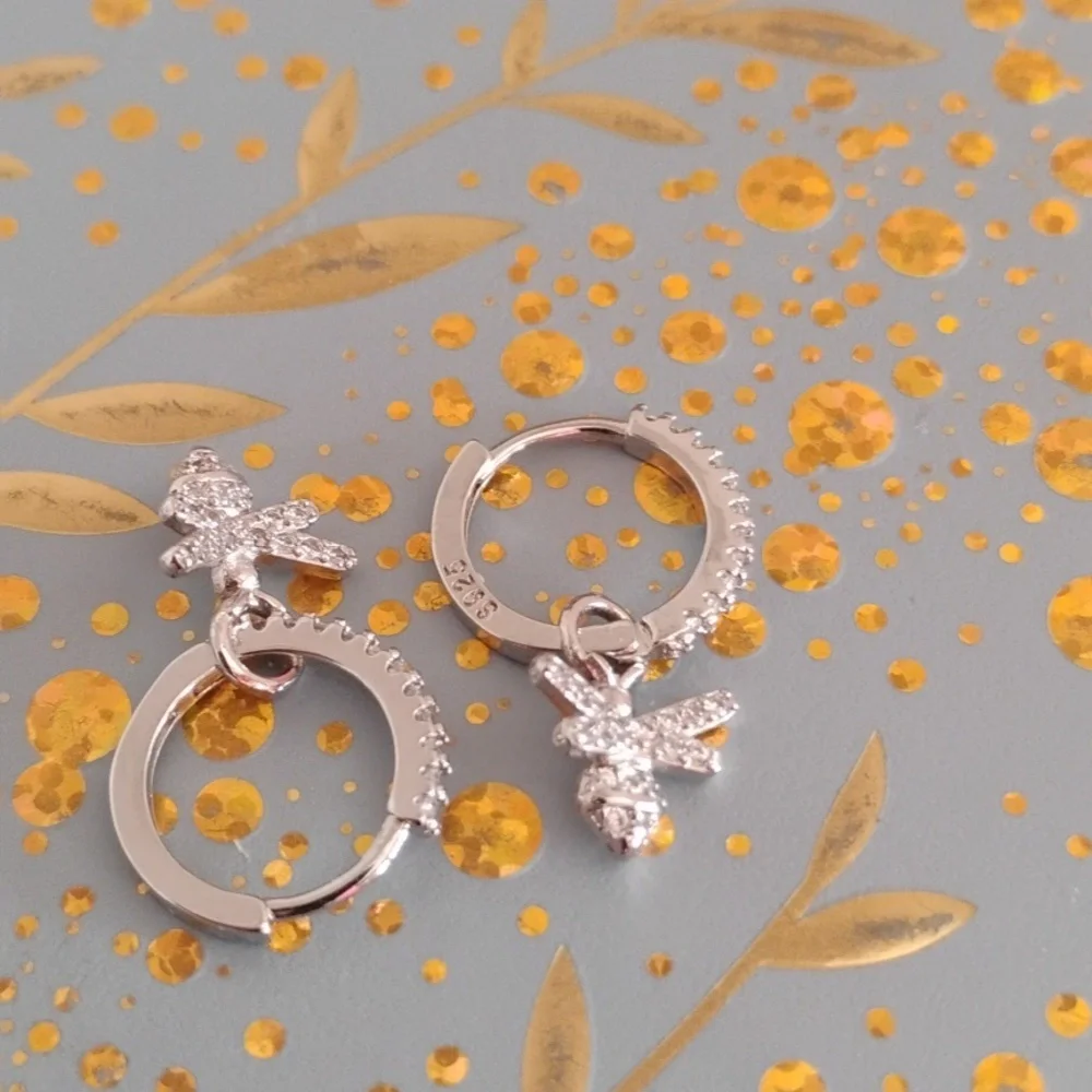 Elegant Sterling Silver Butterfly Hoop Earrings - Picture 1 of 4